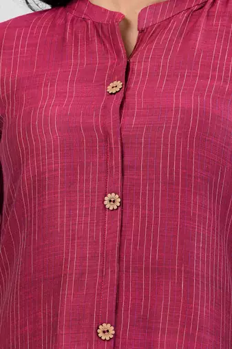 Magenta cotton solid a-line kurta