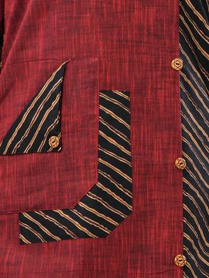 Maroon cotton printed straight kurta 4