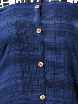 Navy blue rayon solid a-line kurta 4