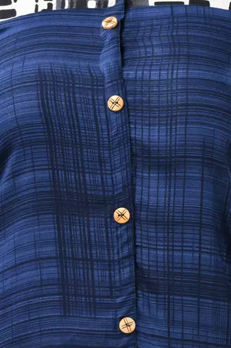 Navy blue rayon solid a-line kurta