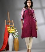 Magenta rayon solid a-line kurta