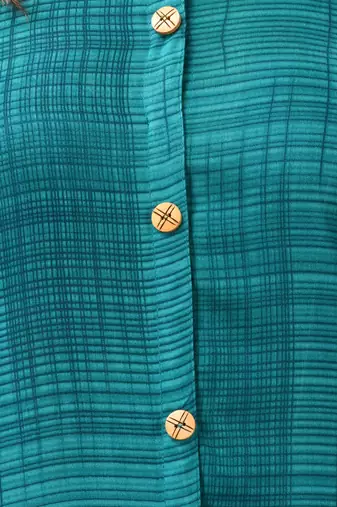 Turquoise rayon solid a-line kurta