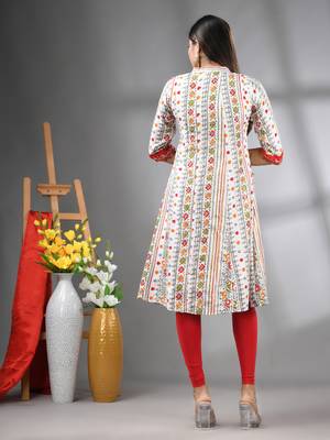 White rayon printed a-line kurta with sequence work 3