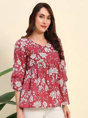 Women Floral Printed Short Kurta 1