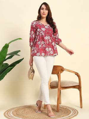 Women Floral Printed Short Kurta 3