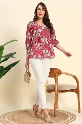 Women Floral Printed Short Kurta