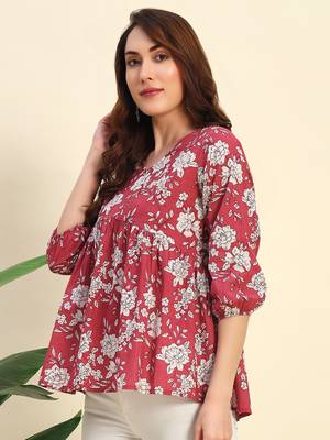 Women Floral Printed Short Kurta 4
