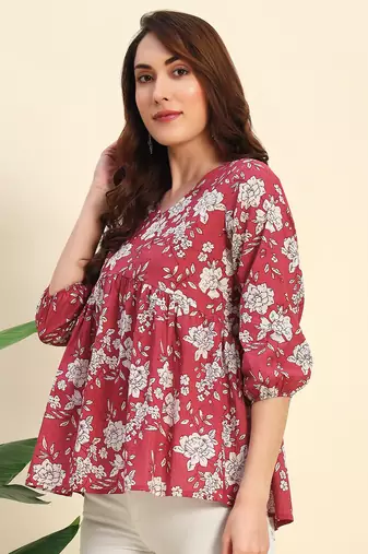 Women Floral Printed Short Kurta