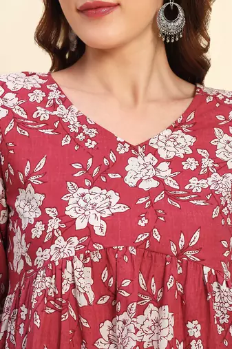 Women Floral Printed Short Kurta