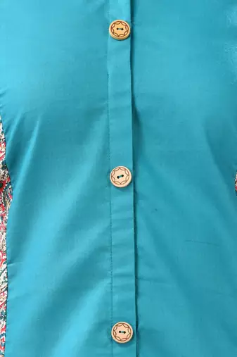 Sea green cotton solid a-line kurta