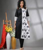 Black and white cotton a-line kurta
