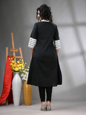 Black and white cotton a-line kurta 3