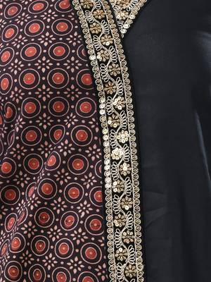 Black ajrak printed cotton stright kurta with gota patti lace 4