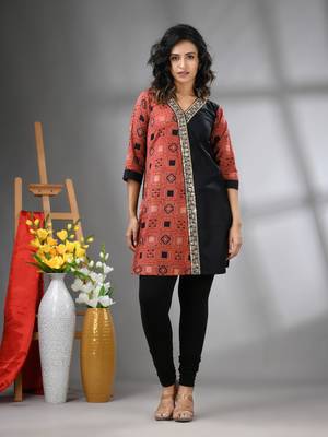 Black ajrak printed cotton stright kurta with gota patti lace 1