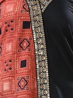 Black ajrak printed cotton stright kurta with gota patti lace 4