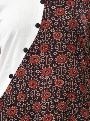 White and black ajrak printed cotton a-line kurta 4