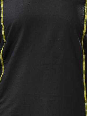 Black solid cotton a-line kurta 4
