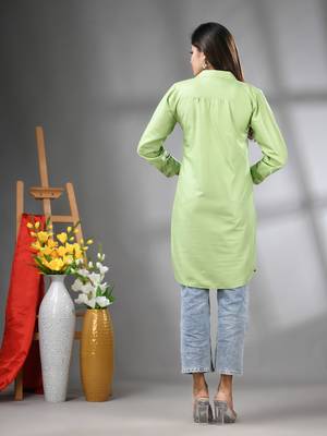 Light green solid rayon pathani kurta 3
