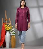 Magenta solid rayon pathani kurta