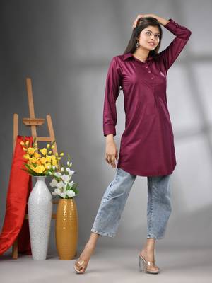 Magenta solid rayon pathani kurta 2