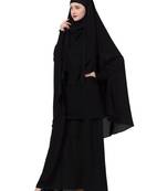 BLACK KASHIBO ABAYA WITH KHIMAR COMBO