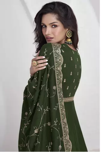 Mehendi vichitra silk sequence anarkali suit