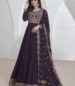 Violet vichitra silk sequence anarkali suit