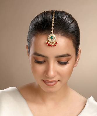 Moissanite polki multi coloured maangtika 1