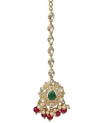 Moissanite polki multi coloured maangtika 2