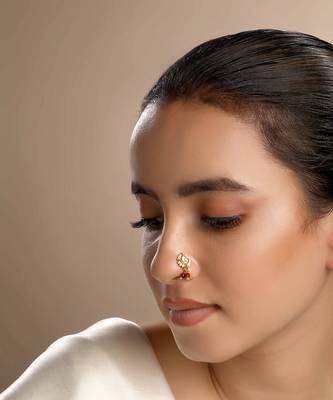 Gold and Red Nose Ring 1