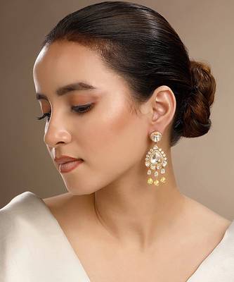 Moissanite polki triveni polki earrings 1