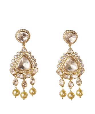 Moissanite polki triveni polki earrings 2