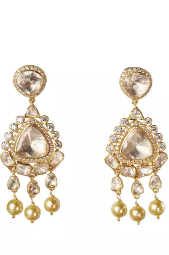 Moissanite polki triveni polki earrings