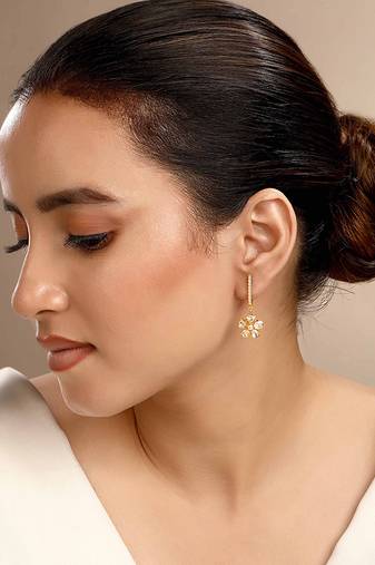 Moissanite polki floral polki bali earrings