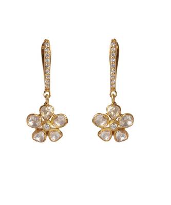 Moissanite polki floral polki bali earrings 2