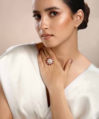 Moissanite polki carmine polki ring 1