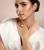 Moissanite polki carmine polki ring