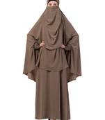 PLAIN KHAKI KASHIBO ABAYA WITH KHIMAR COMBO