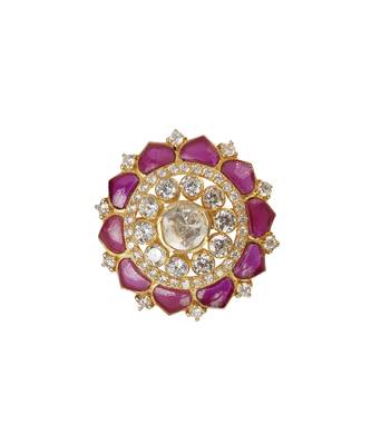 Moissanite polki carmine polki ring 2