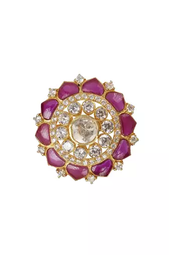 Moissanite polki carmine polki ring