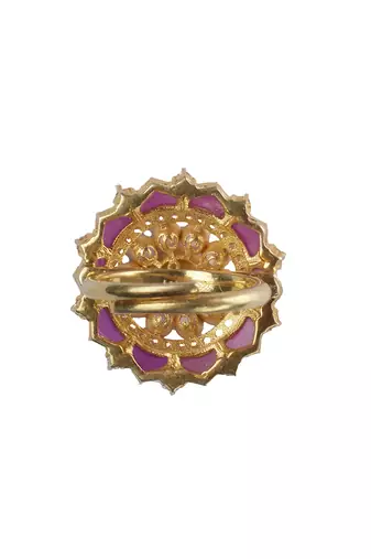 Moissanite polki carmine polki ring