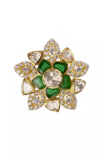 Moissanite polki stellar polki ring