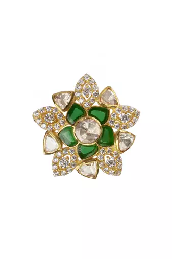 Moissanite polki stellar polki ring