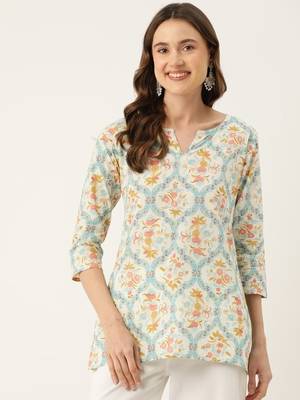 Women Floral Printed Short Kurta 1