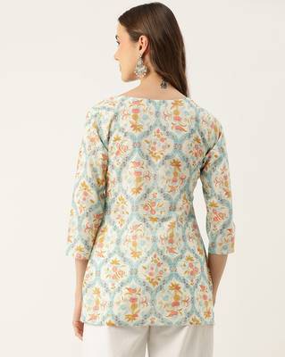 Women Floral Printed Short Kurta 3