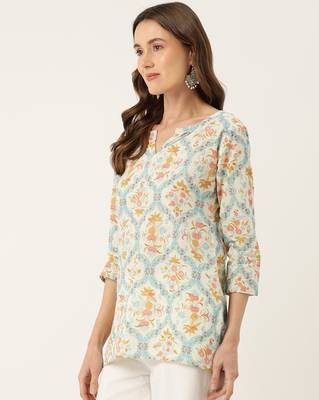 Women Floral Printed Short Kurta 4