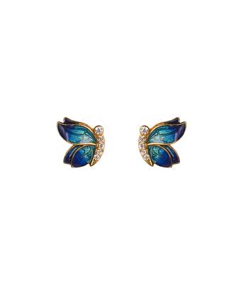 Cubic zirconia enamel butterfly pendant set 2