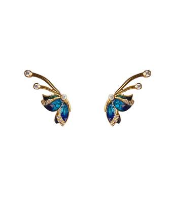 Cubic zirconia enamel butterfly pendant set 3