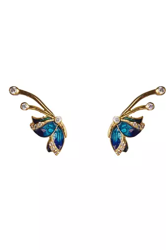 Cubic zirconia enamel butterfly pendant set