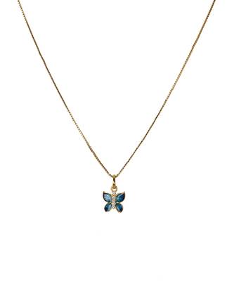 Cubic zirconia enamel butterfly pendant set 4